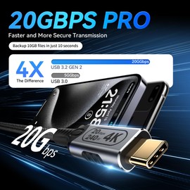 BAWIOFIAU Type c to Type c Cable,20gbps USB c 3.2 gen 2,4k@60Hz Video,usbc Cable Monitor,240w USB c Cable,high Speed USB c Cable,3.3FT USB c Cord