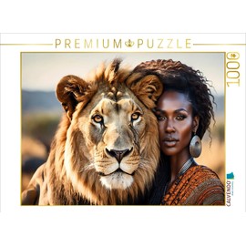 CALVENDO Puzzle Magical Moments with a Gentle Lion | 1000 Pieces Size 25" x 19"