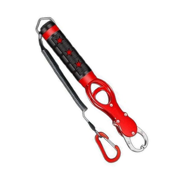 CHENLONB 魚掴み器 フィッシュグリップ 計量機能付き アルミ製 360度水平回転式 滑り止め 携帯便利 釣り具 尻手ロープ付き