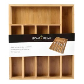 Organizador Para Cubiertos Bambu 6 Huecos Cucharas Cuchillos