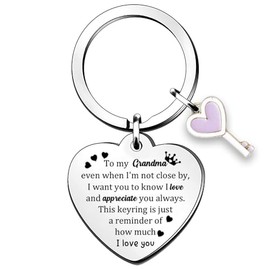 FCZIVA Keychain Rings Grandma Mother's Day Keyring For Women Granny Birthday Appreciate Love Reminder Christmas Keepsakes Nana Distance Relationship Gran Heart Key Tag Grandmother