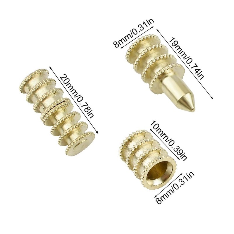 ZYAMY 15pcs Brass Table Leaf Dowel Pin Table Bolt Sleeve