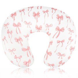 DAYEEBALL Nursing Pillow Cover, Removable Nursing Covers for Breastfeeding Pillows, Stretchy and Soft Fit for Baby Girls Boys Newborn, Pink Bow(Only Cover)