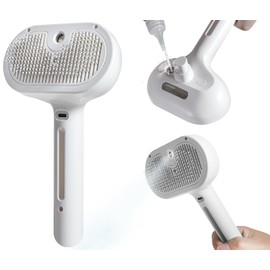 susu & wuwu Susu & Wuwu Spray Cat Brush for Shedding - Water Brush for Cats and Dogs - Pet Hair Removal Comb with Water Tank and Release Button - White
