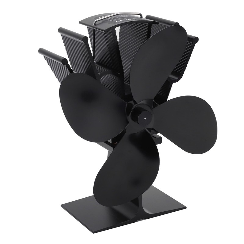 4 Blade Heat Powered Stove Fan Silent Eco Friendly Aluminium