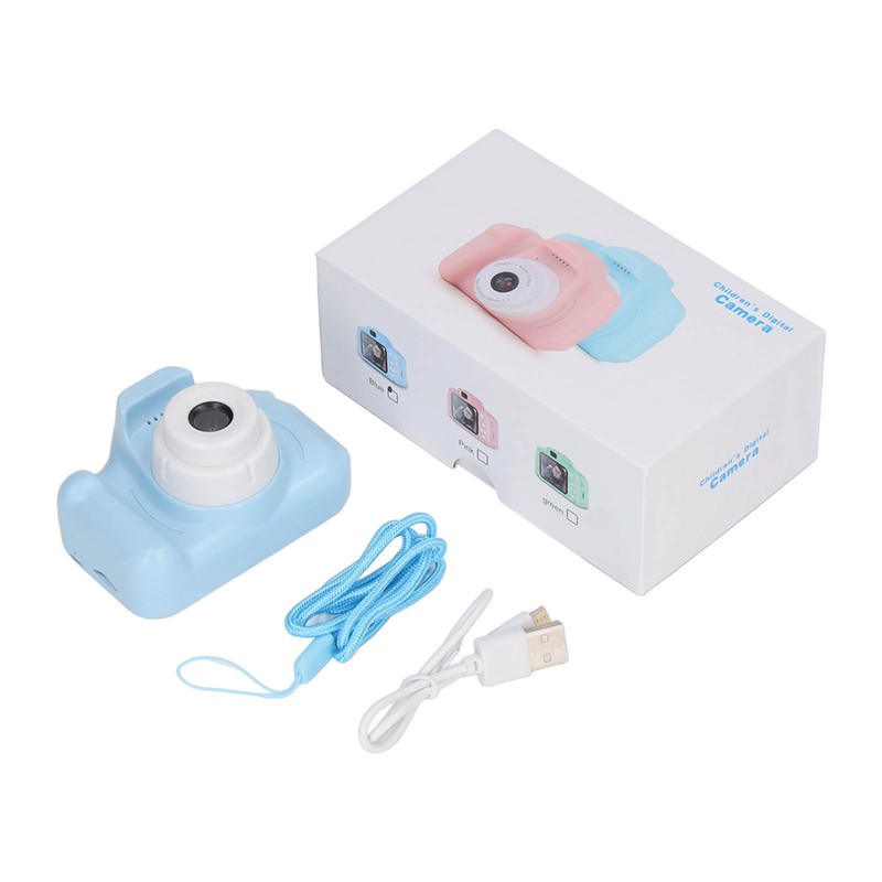 Kids Camera 2.0in IPS Screen Blue Comfortable Grip Rounded Body