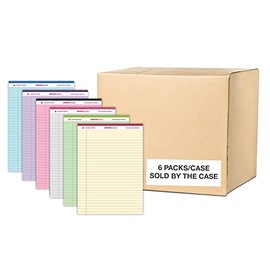 Roaring Spring Recycled Colored Legal Pads, Case of 36 Enviroshades, 8.5"x11.75", 50 Perforated Sheets 15# Pastel Paper, 6 each of Orchid / Purple, Blue, Green, Ivory, Pink, Grey