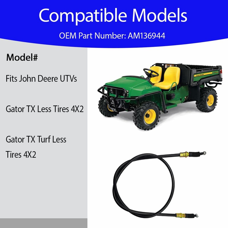 AM136944 Right Side Parking Brake Cable Replacement for John Deere
