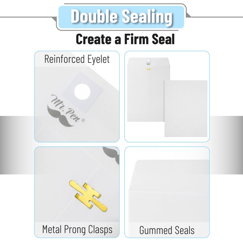 Mr. Pen- Clasp Envelopes, 18 Pack, 9" x 12", White