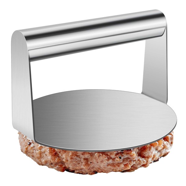 Burger Press Made of 304 Stainless Steel, 5.5 Inch Round Burger Pattie Press, Non-Stick Burger Smasher, Professional Hamburger Press, Grill Accessories for Flat Top Grill, for Patties, BBQ and Squeeze