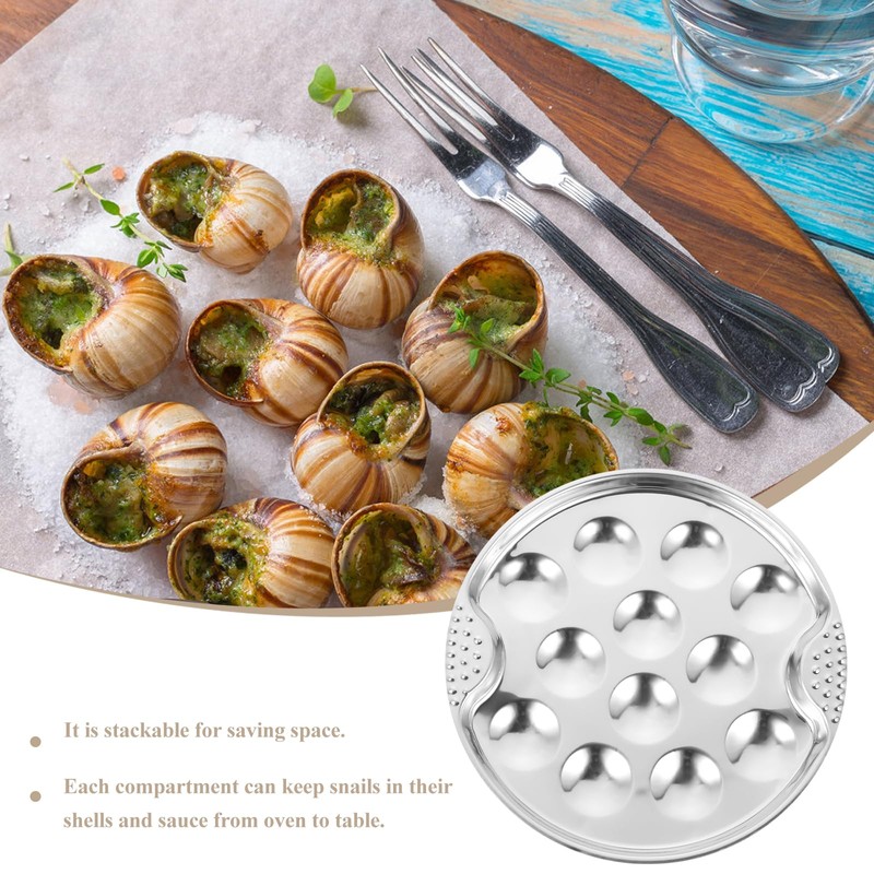 1pc Stainless Steel Escargot Dish Server 12 Positions Baked Snail