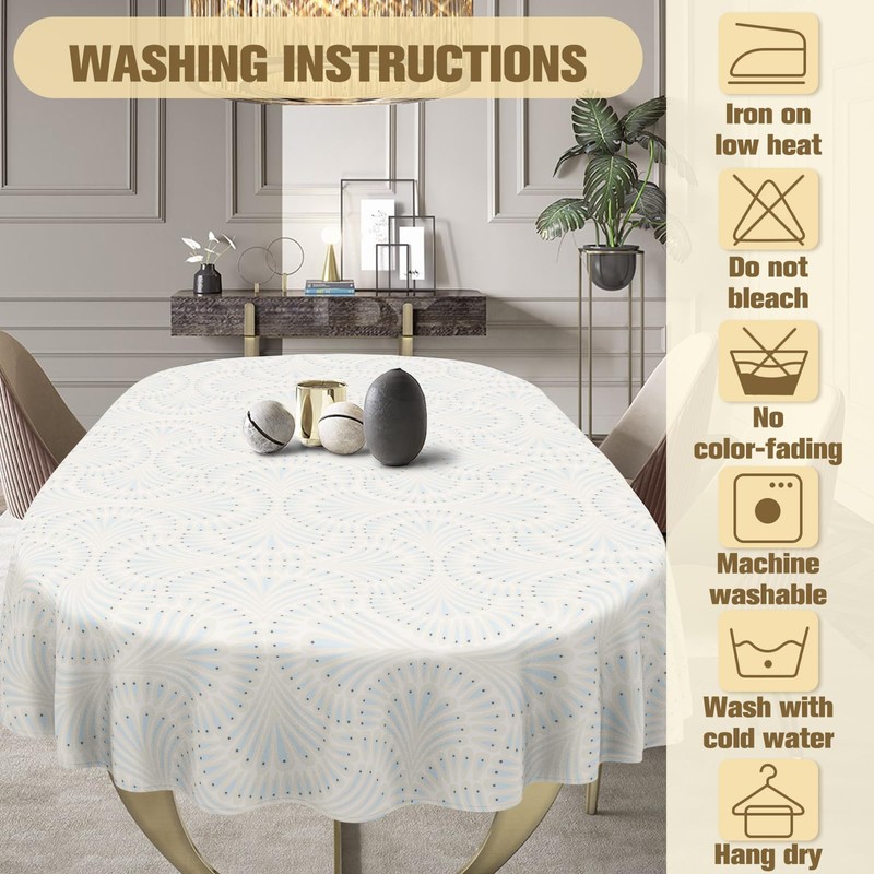 uwdfnwuif Geometrical Oval Tablecloth Farmhouse 60"x120" Waterproof Table Cloth Washable