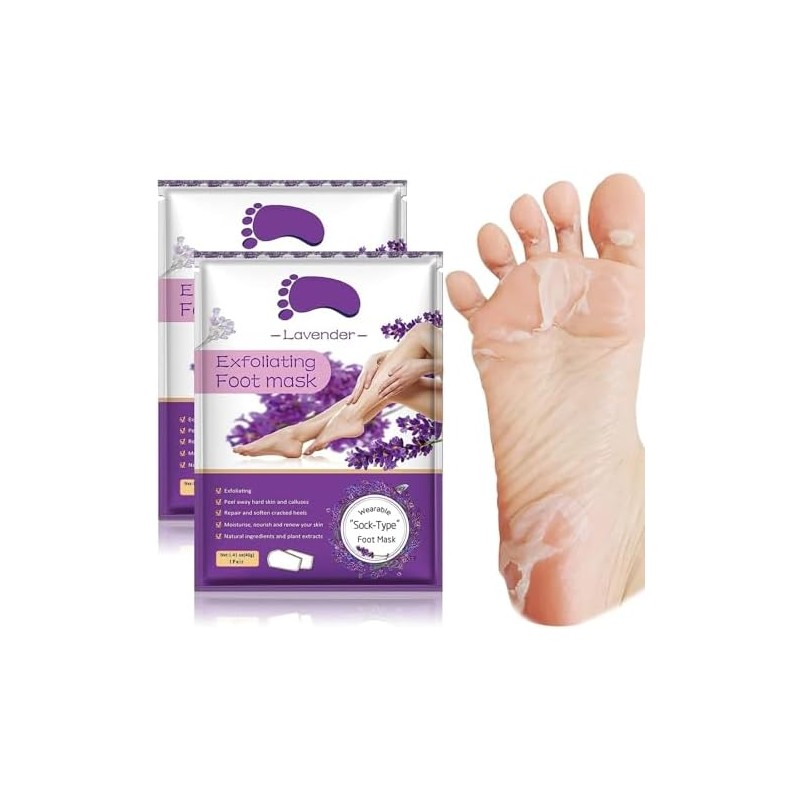 Bluemega Máscara Exfoliante para Pies, 2 Piezas, Púrpura