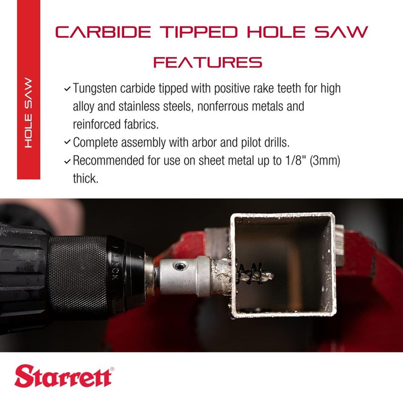 Starrett SM51 TCT Tungsten Carbide Tipped Sheet Metal Hole Saw,
