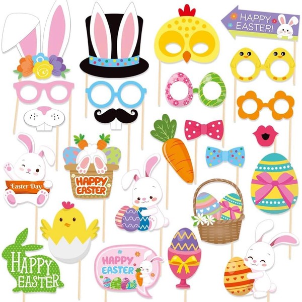 DALAETUS 25 Pcs Easter Photo Booth Props Set, Easter Party
