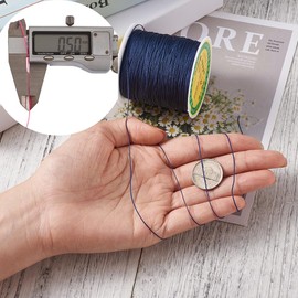 150 Yards 0.5mm Braided Nylon Crafting Thread Chinese Knotting Beading String Macrame Cord Rope for Necklace Bracelet Jewelry Craft Making, Prussian Blue