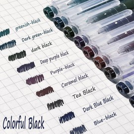 HysmmxHer 0.5mm Journal Colouring Pens, Assorted Rainbow Colors Pens Set of 9 for Adults Journal Coloring Calligraphy,Made for Everyday Writing, Journals,Drawing,Coloring Books (Splash of Black)