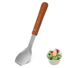 Ice Cream Scoop with Wooden Handle, Stainless Steel Dessert Spade & Butter Cutter, Essential Kitchen Tool – Perfect Flat Ice Cream Metal Spade for Home and Commercial Use