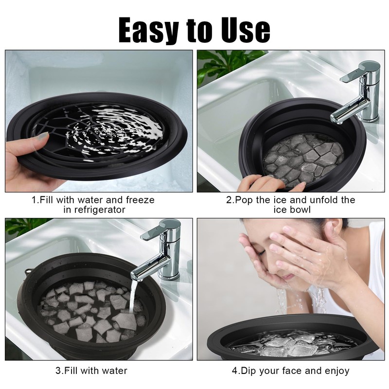 Silicone Face Bowl for Ice with Built-In Icetray, Collapsible Face