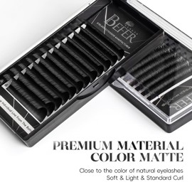 Befer Beauty Volume Lash Extensions 0.05D, Mix-15-20mm Eyelash Extension Matte Black, Easy Fan Volume Lashes Fluffy Matte Black Soft, D Curl Self Fanning Lash Extension Professional Eyelash Extensions