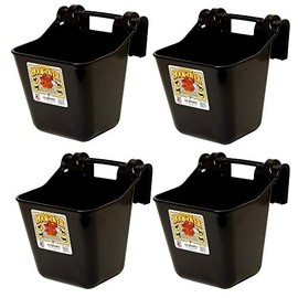 Little Giant HF12BLACK Heavy Duty 12 Quart Mountable Plastic Hook Over Feeder, Black (4 Pack)