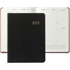 Graphic Image 2025 Desk Diary Agenda Appointment Book Planner, Genuine Goatskin Leather, 7x9" - Published and Bound in The USA