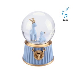 Musical Snow Globe Light Up Crystal Ball Music Box Automatic Snowfall Elk Illuminated Snow Globe Desktop Ornament Christmas New Year Valentine's Day Birthday Gift for Kids Girls Children Adults