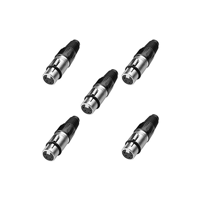 SIENOC 4 Pin XLR Female Header - Black Metal Housing-Silver