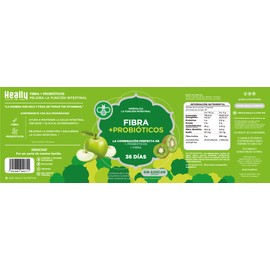 Probióticos + Fibra – Heally, Gomitas, Apoyo en Salud Intestinal, Sabor Manzana y Kiwi, Fibra Inulina y Lactobacilos, 100% Natural y Veganas, Sin Azúcar o Glúten