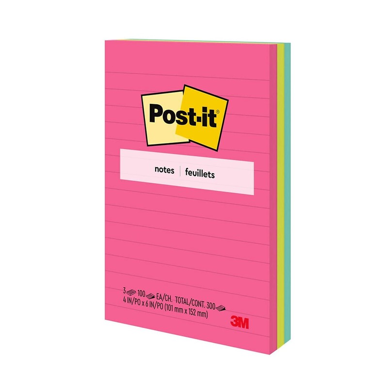 MMM6603AN - Post-it Neon Fusion Collection Lined Notes