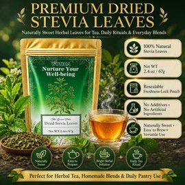 WOTIHA Dried Stevia Leaves, 100% Whole Natural Leaves, Zero Calorie Sweetener, Keto Friendly, Vegan, No Additives, Sugar Alternative, Rich in Antioxidants, 2.36 oz (67g)