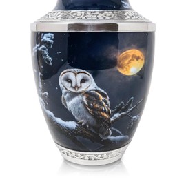Precious Handicraft Snow OWL Cremation Urn for Human Ashes for Funeral, Burial or Home. Urn for Ashes Adult Male Female Large Urns for Dad Mom and Cremation Urns for Human Ashes