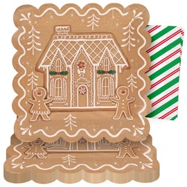 HOME & HOOPLA Gingerbread Party Paper Dinner Plates and Napkins for Christmas Holiday and Winter Parties (Serves 16)