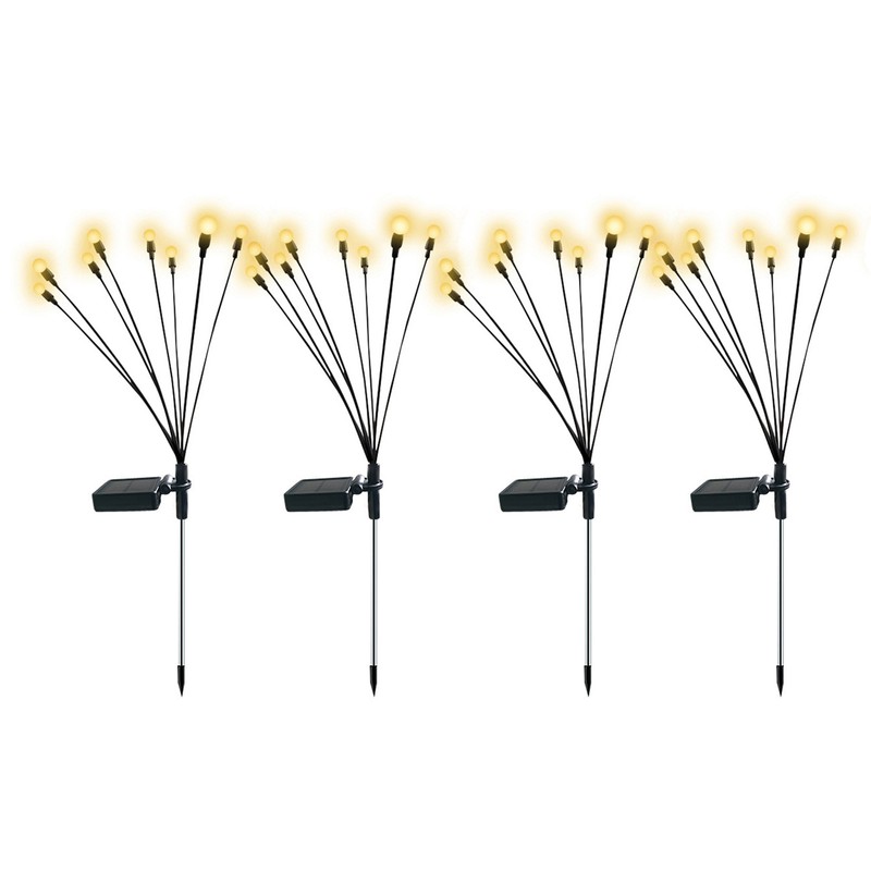 Solar firefly warm light 6-head ground lamp 4 packs Fireflies
