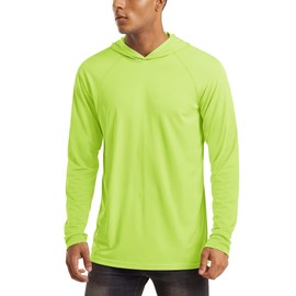 Uv Hood Shirts for Men Long Sleeve Athletic Shirts Running Shirts Workout Shirts Sun Shirts Summer Shirts UV Shirts UPF 50 Fluorescent Green