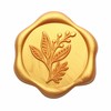 Yoption Gold Eucalyptus Leaves Adhesive Wax Seal Stickers, 50 Pack,