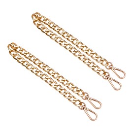 PandaHall Elite 2 Strands 60 cm Aluminium Bag Flat Chain Strap with Twist Locks Handbag Chain Strap Metal Bag Strap Replacement Purse Clutch Handles, Golden