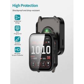 2pack Case for Garmin Venu X1,NOUKAJU Protective Cover Smartwatch,Built-in 9H Tempered Glass Film, Hard PC,Easy to Install,Screen Protector for Garmin Venu X1 Smart Watch(Black+Black)