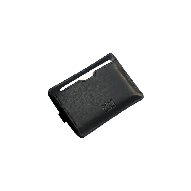 Small Leather Credit Card Holder with RFID Protection, Minimalist Men's