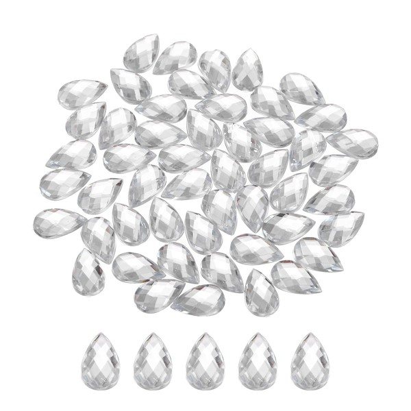 MECCANIXITY 200PCS Flat Back Acrylic Teardrop Gems 6x10mm Artificial Rhinestones