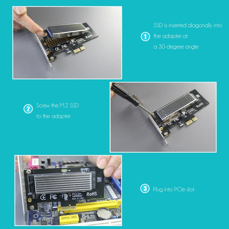 GLOTRENDS PA09-X1-HS M.2 NVMe to PCIe X1 Adapter with M.2