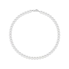 Wnddle White Pearl Necklace, 6 mm Faux Pearl Necklace, Men's Necklaces, Pearl Necklace, Freshwater Pearl Necklace, Simple Necklace, Best Friend, Birthday, Anniversary, Jewellery Gift, Length 50 cm,