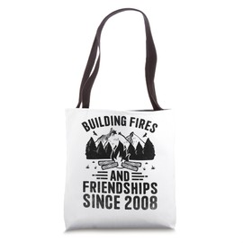 Building Fires And Friendships Since 2008 Camping Scout Tote Bag