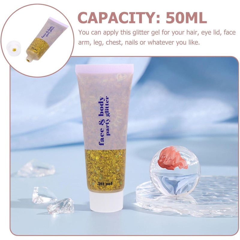 Purpurina Líquida Corporal Dorada en Gel 50ml Brillo Efecto Decorativo,