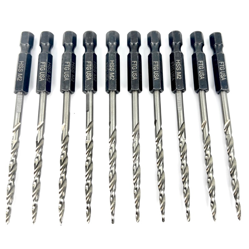 FTG USA 10 Pc 9/64" (#6) Tapered Drill Bits for