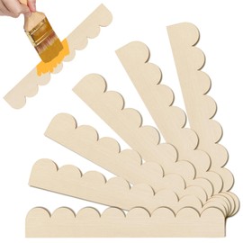 Scalloped Decorative Wood Trim Unfinished Scalloped Edge Wooden Molding Cute DIY Moulding Trims for Cabinet Window Shelf Door Wall, 15.74 x 2.36 Inch, 6 Pack