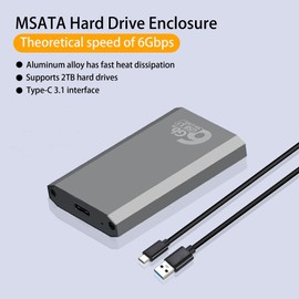 FINEANDENG USB to MSATA Solid State Drive Box USB3.1 External Hard Drive Box Type-C Grey Aluminum Alloy Mini Hard Drive Box for Laptops,Desktop Computers,MSATA Solid-State Drives,etc