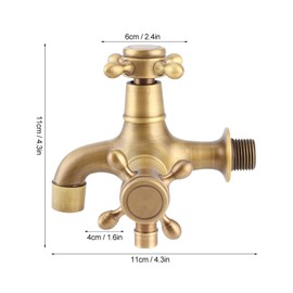 Copper Water Faucet, G1/2in Thread Single Cold Washing Tap, Retro Gold Pool Water Bibcock for Household