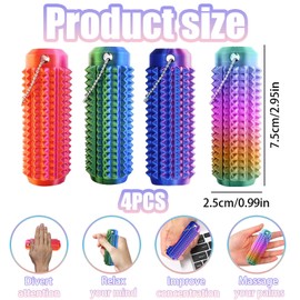 Fidget Keyring,Fidget Toys,4 Pcs Fidget Toy Colorful Fidget Keychain,Pain Stim Fidget Toy,Silent Fidget Toys for Killing Time Novelty Gifts for Friends