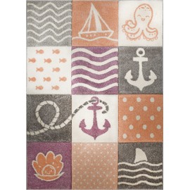 KC Cubs Boy & Girl Modern Decor Multicolor Area Rug and Carpet Collection for Kids, Toddlers and Baby Nursery, Nautical Ocean